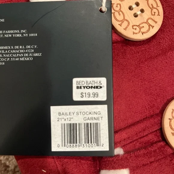 UGG Brown and Burgundy Christmas Stockings - Picture 4 of 5